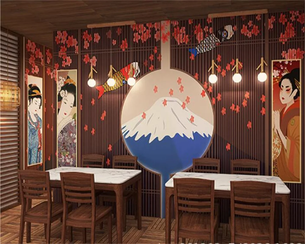 Milofi japonais et venteux Sushi cuisine boutique murale 3D Restaurant Maison de vin décoration murale fond d'écran