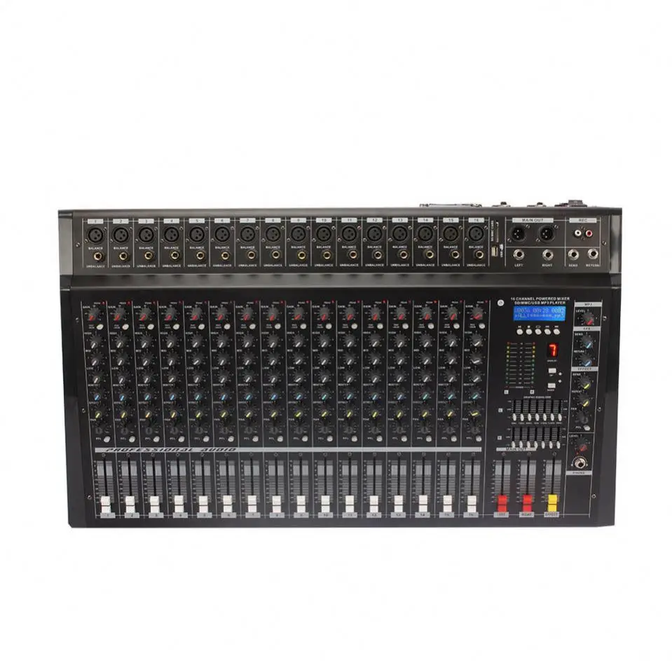 Professional 350W Powered 16-Channel DJ Stage Mixer Audio Console for Professional Use