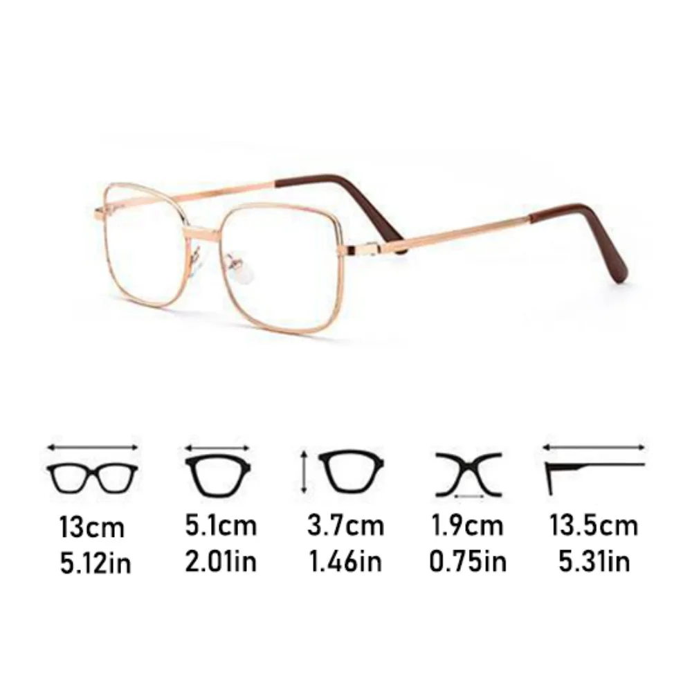 Spectacle Lens Power +100 To +400 Presbyopia Glasses Lightweight Vision Care Farsightedness Reading Glasses Gold Silver Square