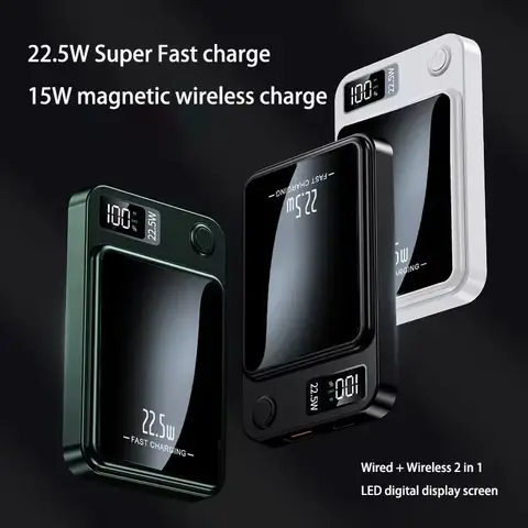 200000mAh Wireless Magnetic Power Bank 22.5W Fast Charging Portable External Battery PowerBank for iPhone Sumsang