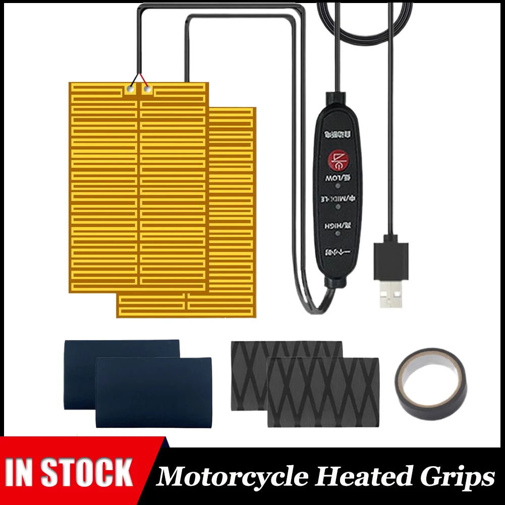 Motorcycle Heated Grips Non-Slip 3-Temp Warmer With Tape Warm Vehicle Heating Grips Pad For Winter Outdoor Riding Biking Touring