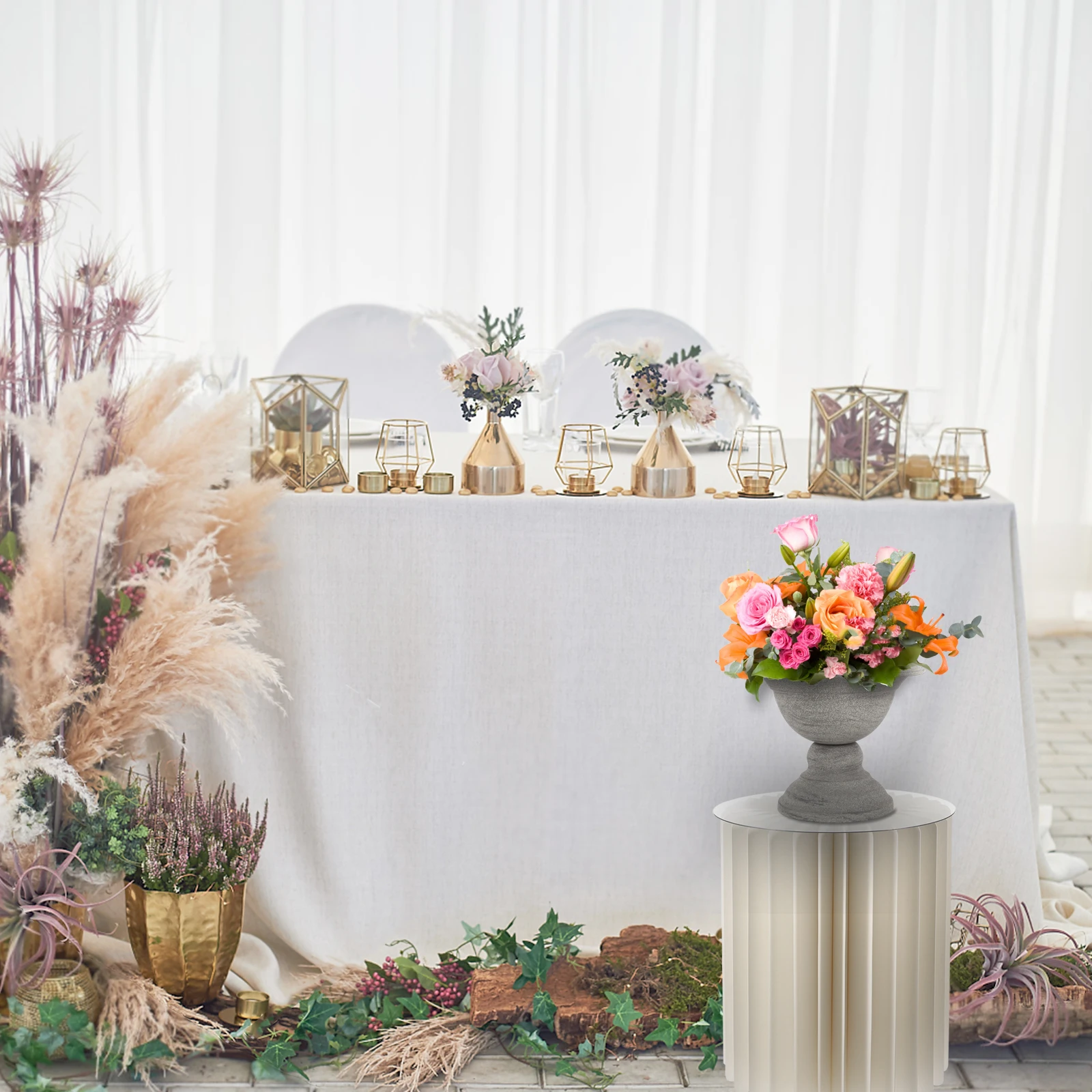 

1pc Foldable Paper Cylinder Stand 30cmDiameter 20cmHeight White Encryption Ideal for Party Wedding Decor Acrylic Panel Included