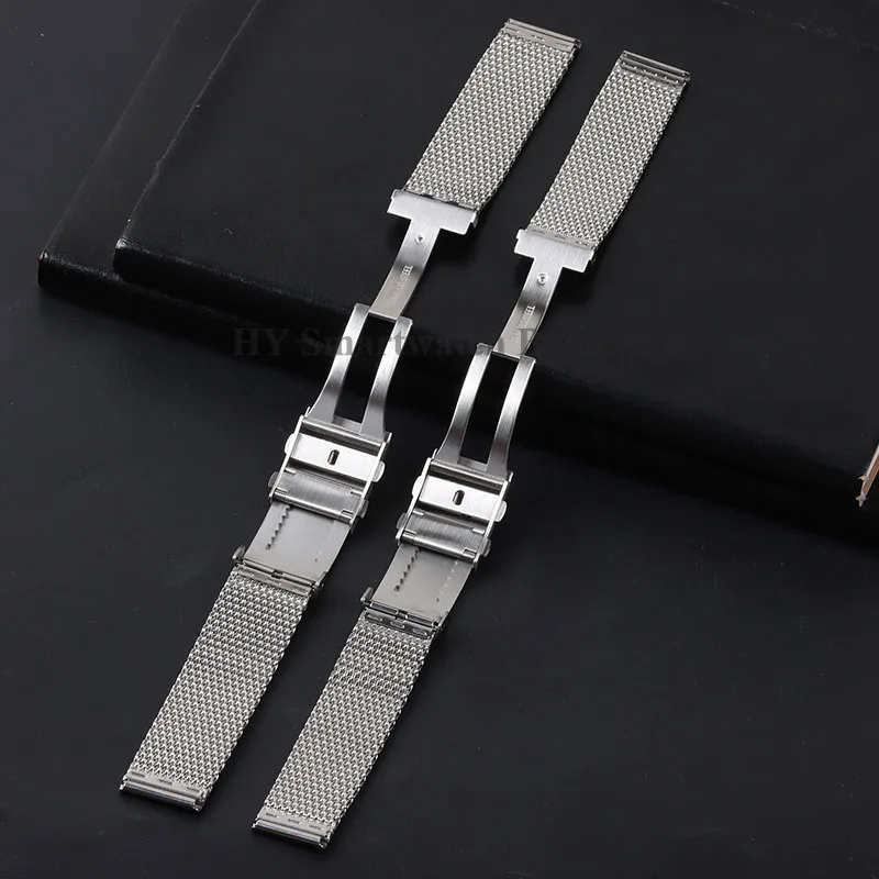 18/20/22mm Milanese Mesh Steel Strap 3.0mm Thickness Solid Stainless Watch Band Adjustable Folding Buckle Luxury Men Bracelet