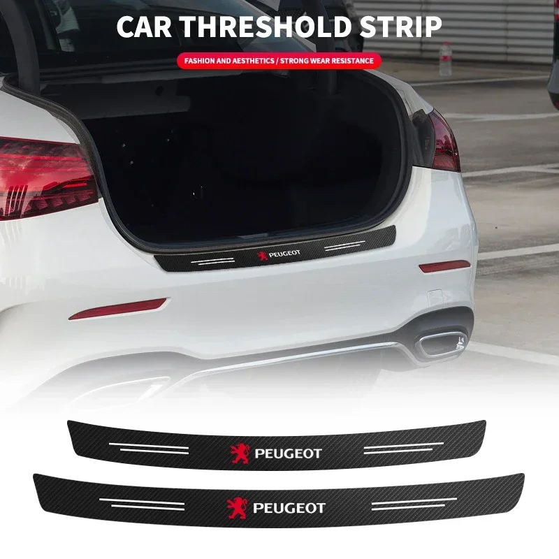 Carbon Fiber Car Trunk Bumper Guard Plate Protector Stickers For Peugeot 206 307 308 3008 207 208 407 508 2008 5008 107 106