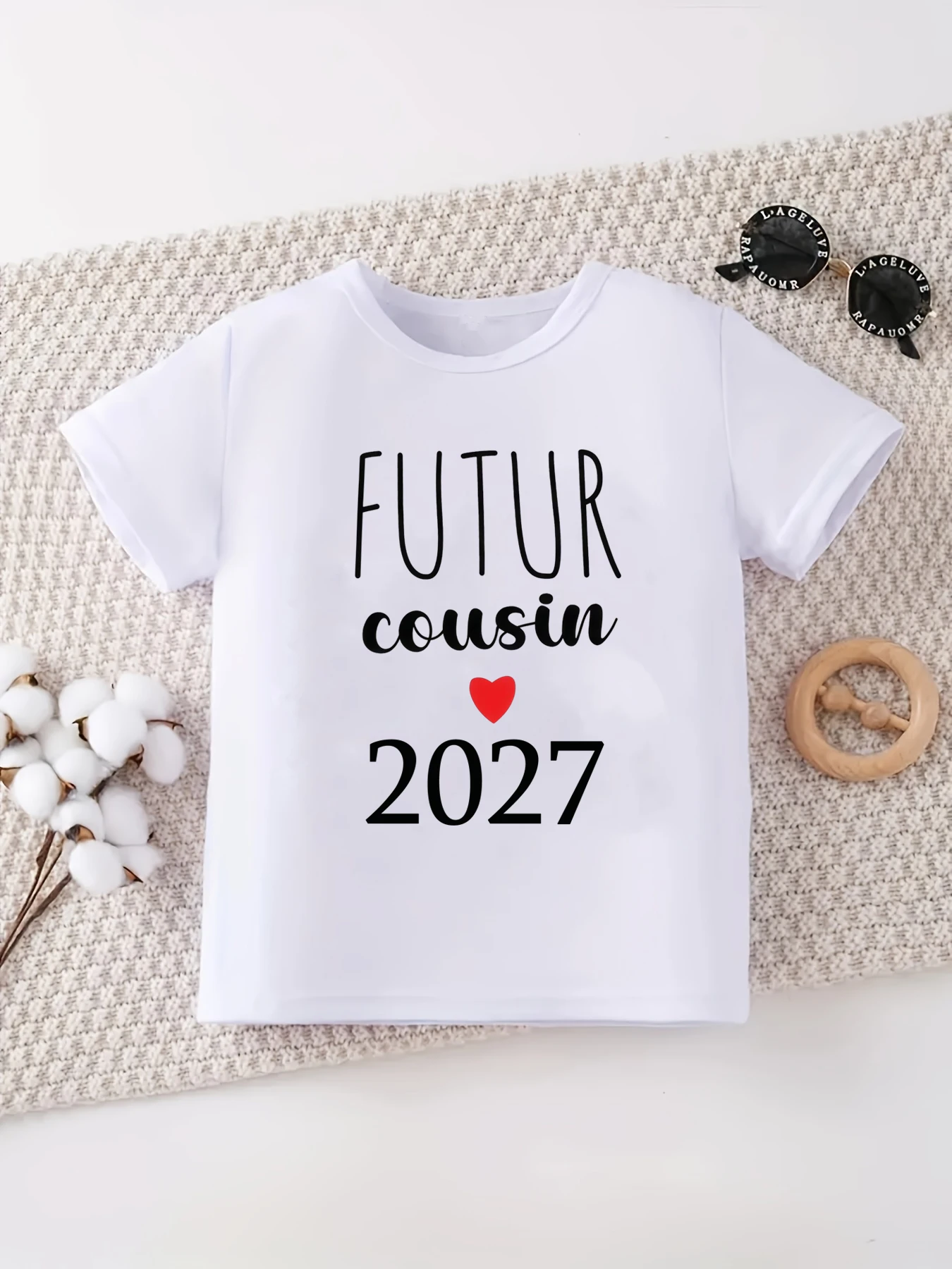 Future Cousin 2027 Letter Printed T Shirt Girls/Boys Funny Kids Clothes Pregnancy Announcement T-Shirt