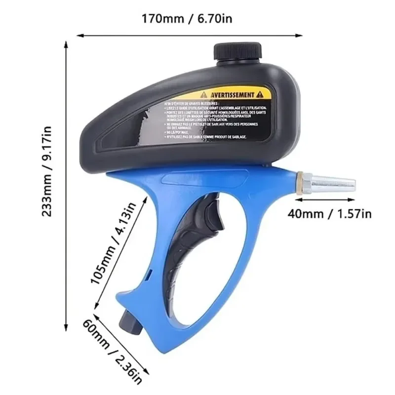 Handheld Gravity Blaster 90Psi Portable Sand Paint Sprayer Pneumatic Rust Power Tool Protection Blasting Air Gun High Pressure