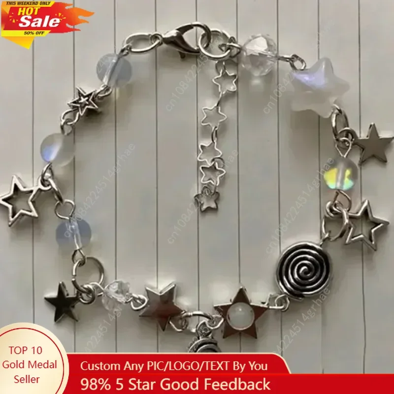 

Handmade No. 8 ball star beaded dice bracelet coquettish y2k gothic bracelet