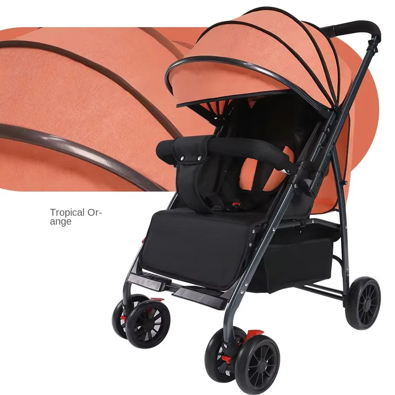 Sitting and Reclining Stroller Lightweight Newborn Baby Two-way Swivel Seat High Landscape Foldable Four-wheeled Baby Stroller