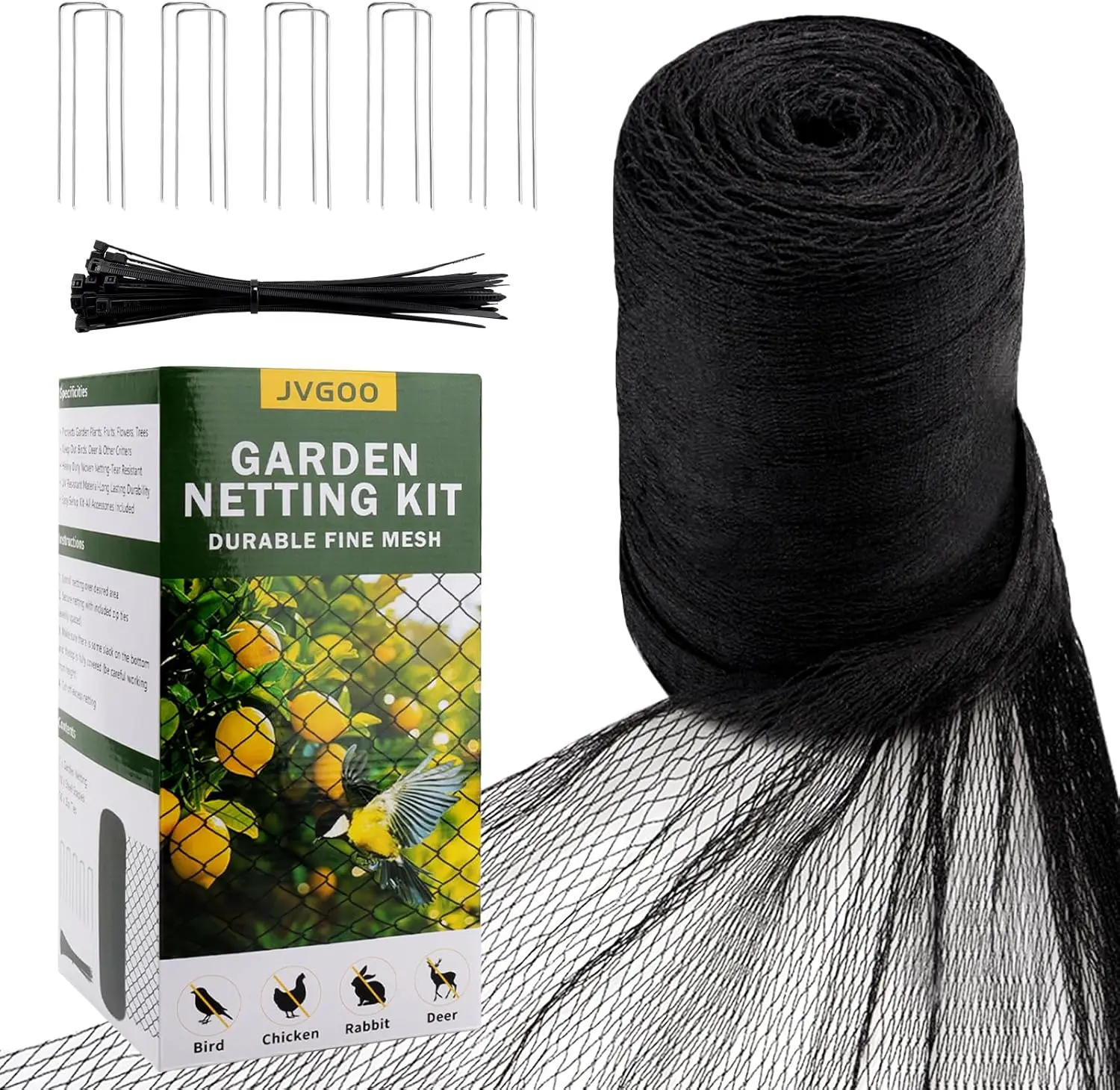 

Bird Netting for Garden, 13 x 40 FT Heavy Duty Poultry Net Mesh with Ties and Staples, 1/2 Inch Fine Mesh for Fruit Trees
