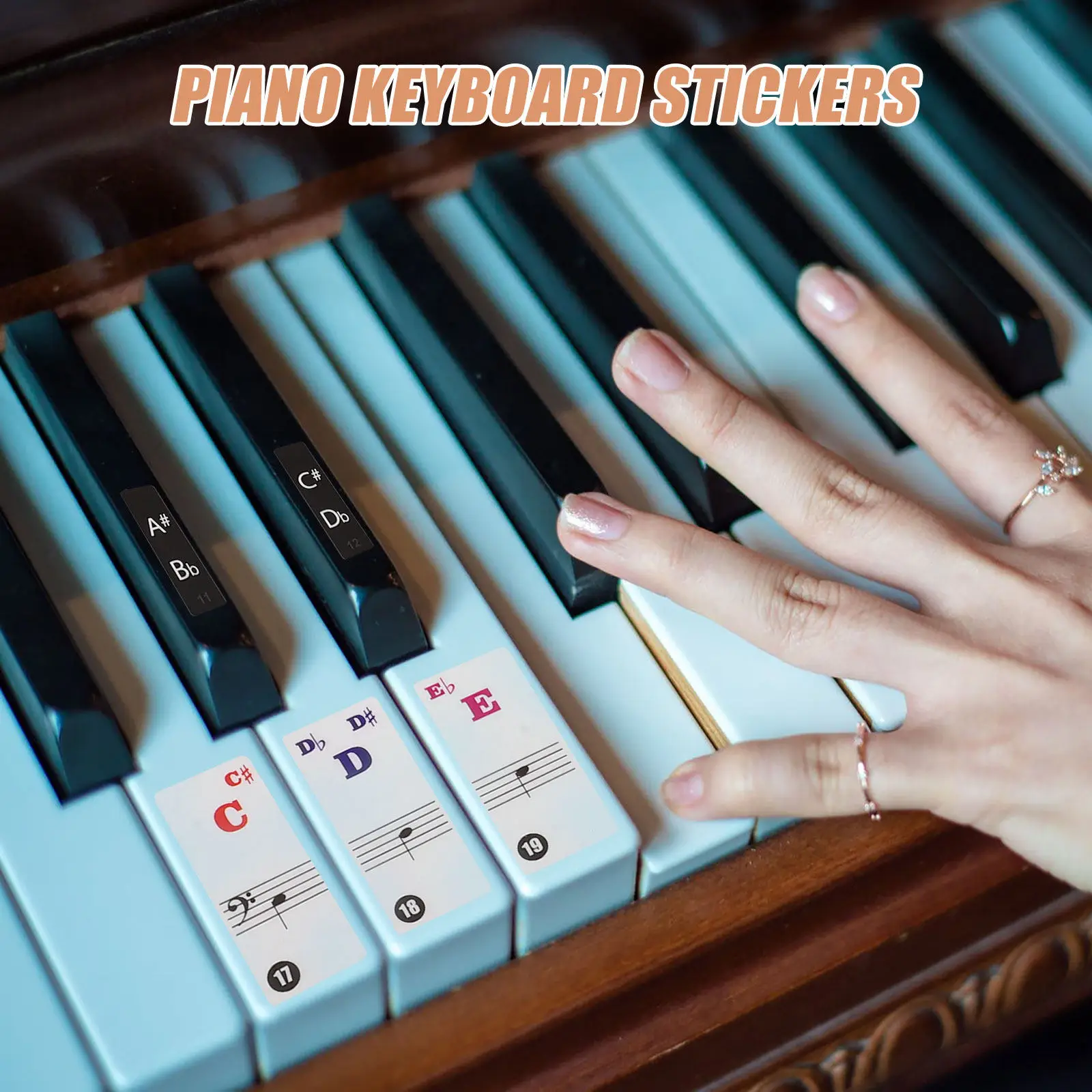 Piano Key Stickers 2 Sheets Easy Peel Removable Labels No Residue for Piano and Electronic Keyboard
