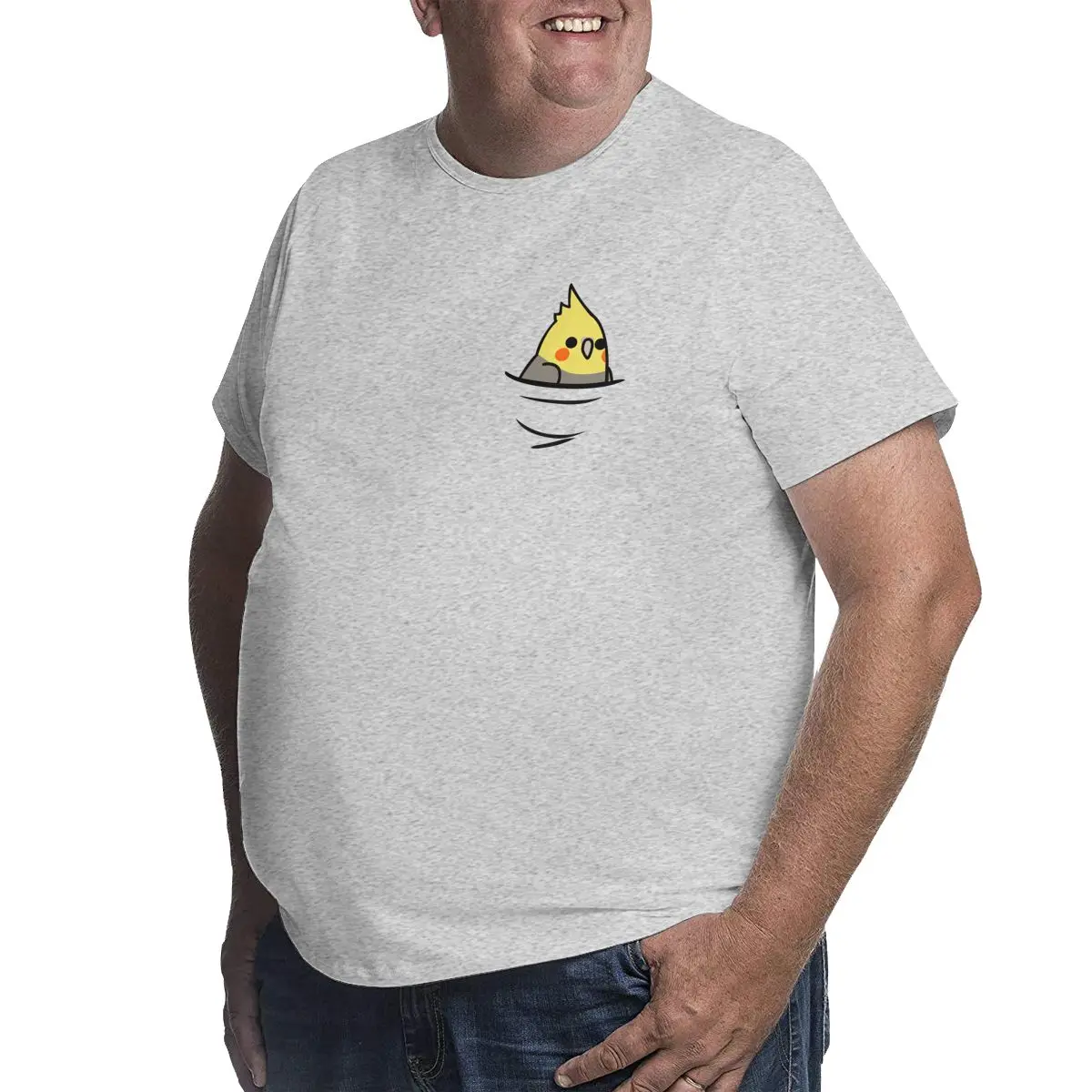 Too Many Birds! - Yellow Cockatiel Funny cockatoo Pure Cotton printed Clothing graphic tee Big Tall Tee Shirt plus Size 5XL 6XL