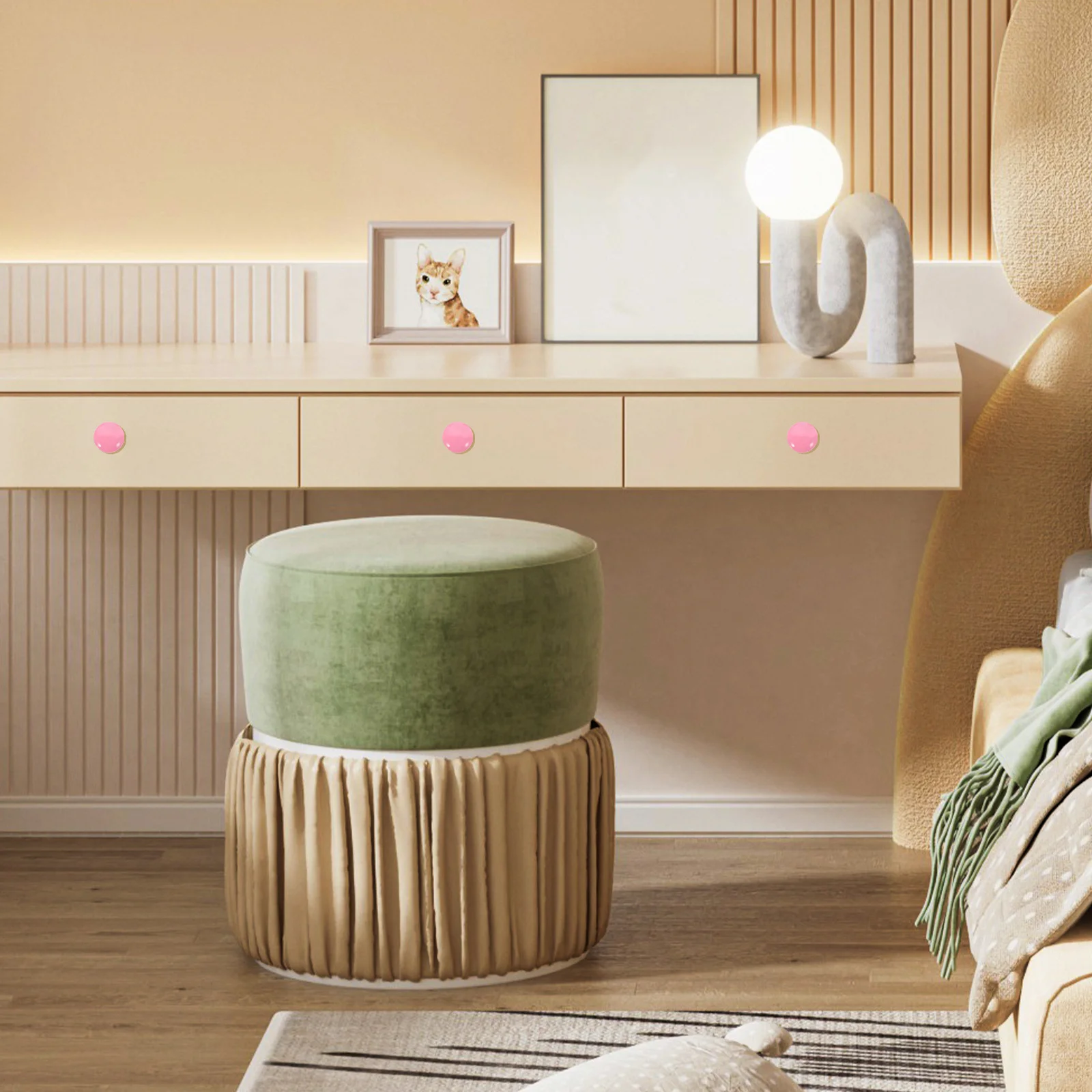 

6Pcs Wood Cabinet Handle Colorful Durable Drawer Pulls Smooth Grip Furniture Knobs Pull Handle Replacement Furniture Accessory