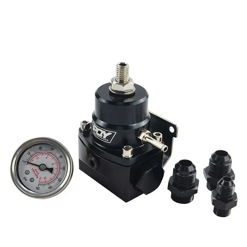 AN8/8/6 Fuel Inject Regulator With Boost Gauge High Pressure 8AN BLACK