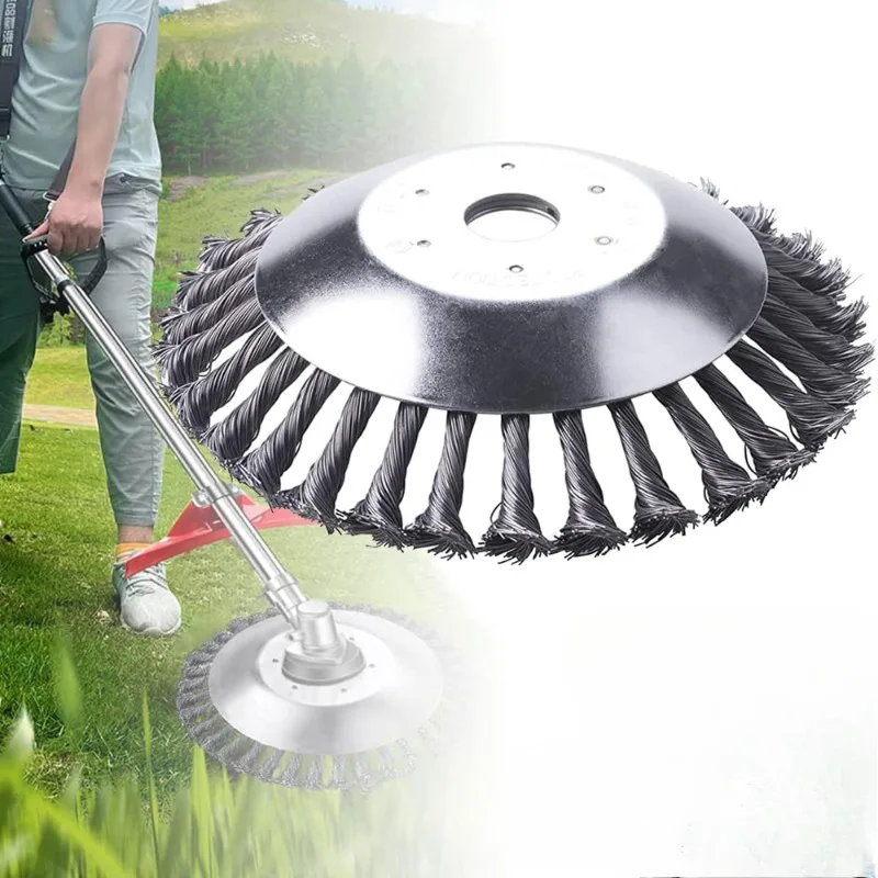 

BIESUO 6/8 Inch Upgrade Weed Brush Cutter Head Lawn Mower Universal Grass Trimmer Head Steel Wire Wheel Brush Disc Garden Heads