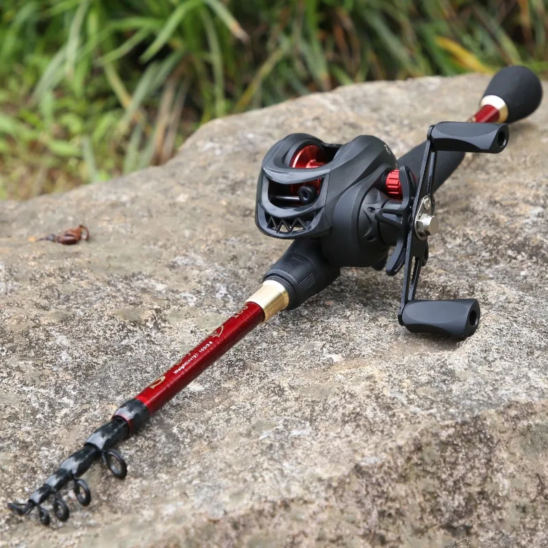 Sougayilang Baitcasting Fishing Set 1.8m 2.1m 2.4m Ultralight Carbon Fiber Rod and 7.2:1 High Speed Reel for Bass Fishing Pesca