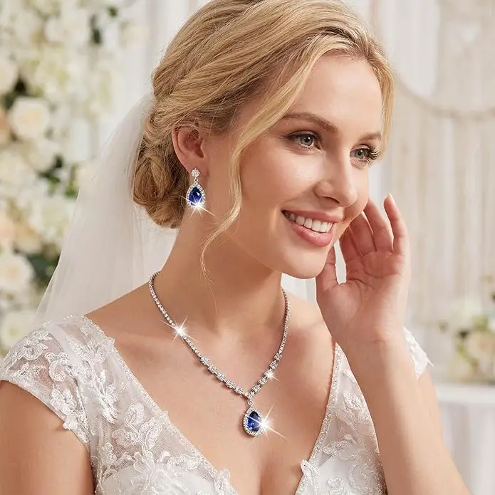 Bridal Wedding Elegant Floral Jewelry Set for Women/Brides/Bridesmaids Crystal Jewelry Set for Wedding
