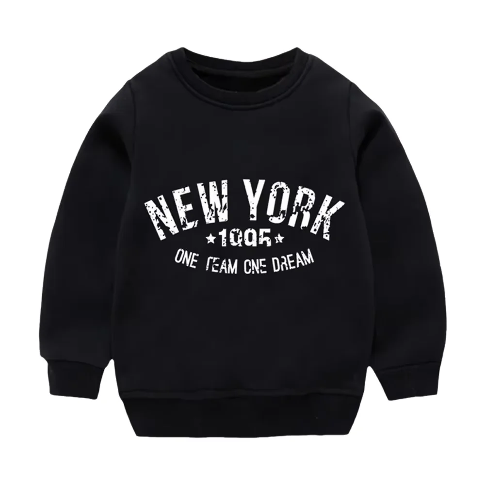Langarm-Sweatshirt für Jungen mit Rundhalsausschnitt, New York-Buchstabendruck, Pullover, lässige Oberteile für Kinder, Alltagskleidung, 110–160