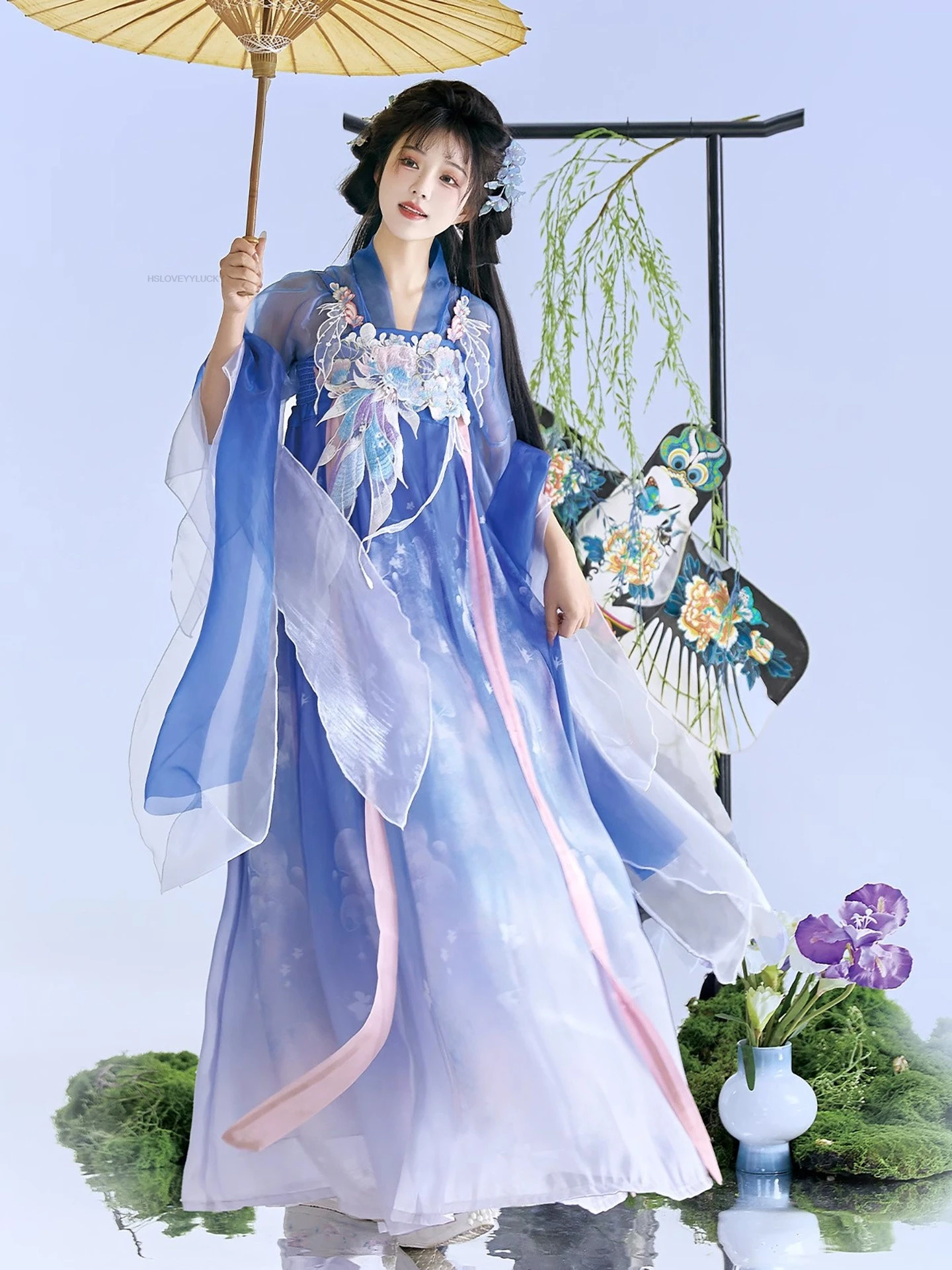 

Весенне-летний китайский костюм Ханьфу для женщин, старинный китайский наряд феи, Ханьфу для Хэллоуина, красивый костюм для косплея, комплект платья Ханьфу