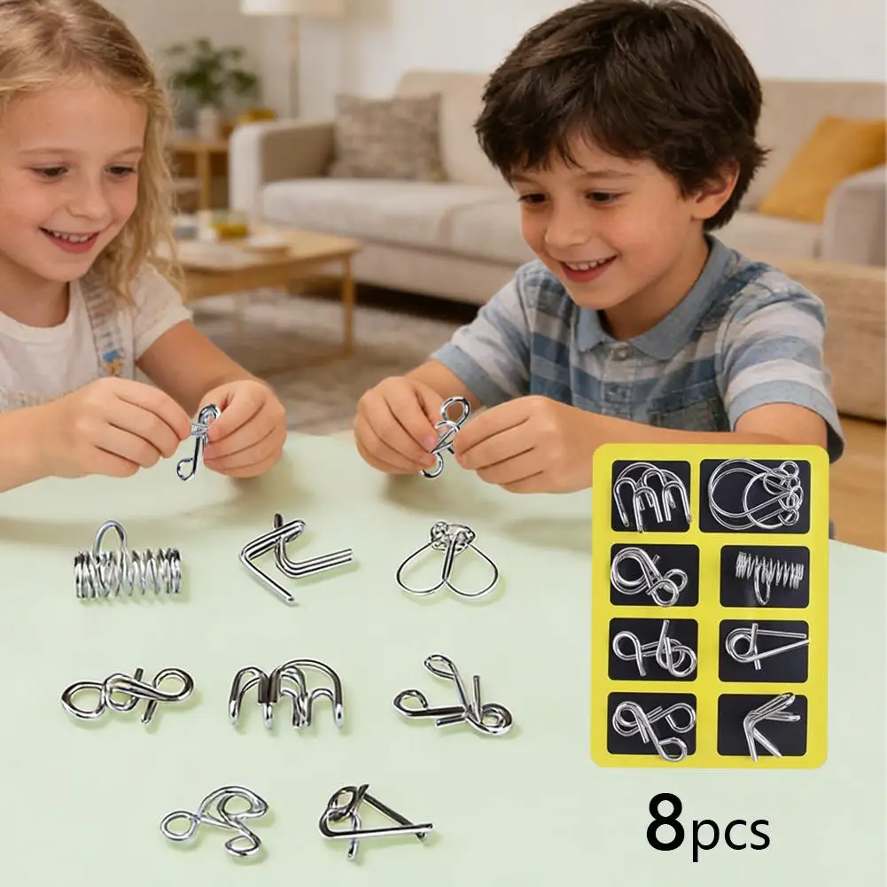 Funny Metal Chinese Puzzle Intelligent Brain Teaser Logic Puzzle Wire Educational Game Toys IQ Interactive A9P6