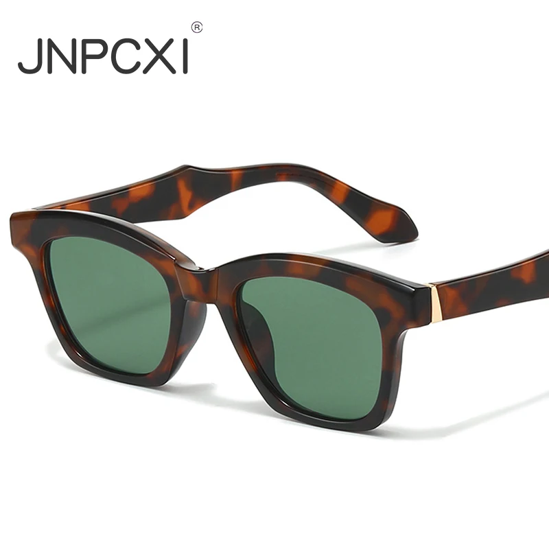 Солнцезащитные очки JNPCXI Fashion Square: роскошные женские и мужские дизайнерские очки в стиле ретро с леопардовым принтом, синие, трендовые, с защитой UV400