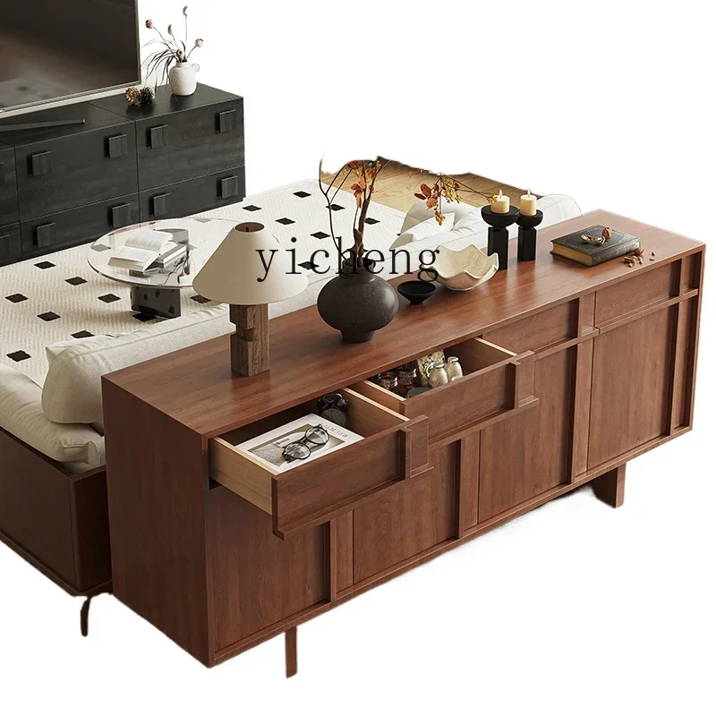 

solid wood dining side cabinet nostalgic retro style bucket cabinet art bone line storage cabinet child living