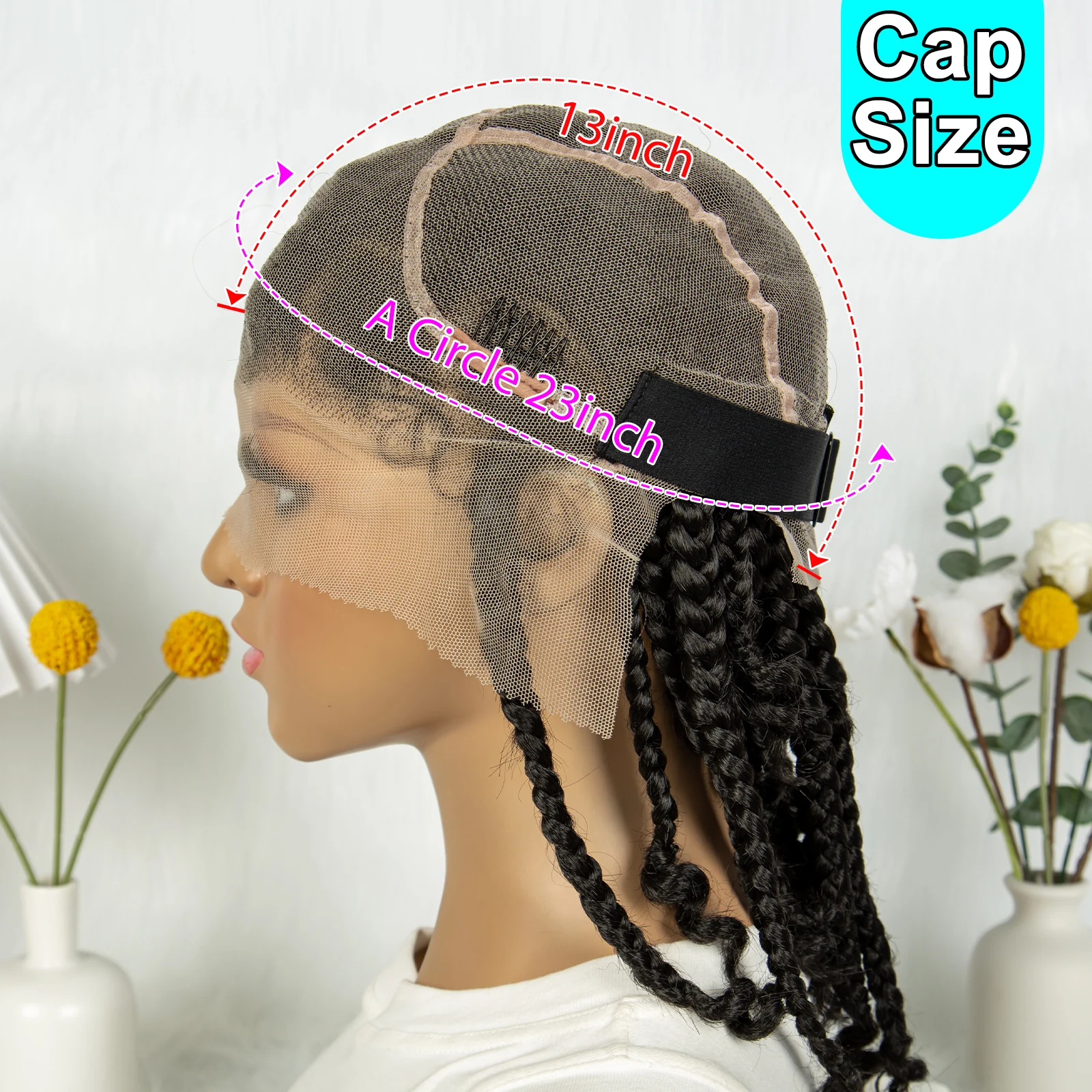 KIMA 14 Inches Synthetic Braiding Wigs Square Box Braided HD Full Lace Wigs for Africa Women Braided Wig with Baby Hair