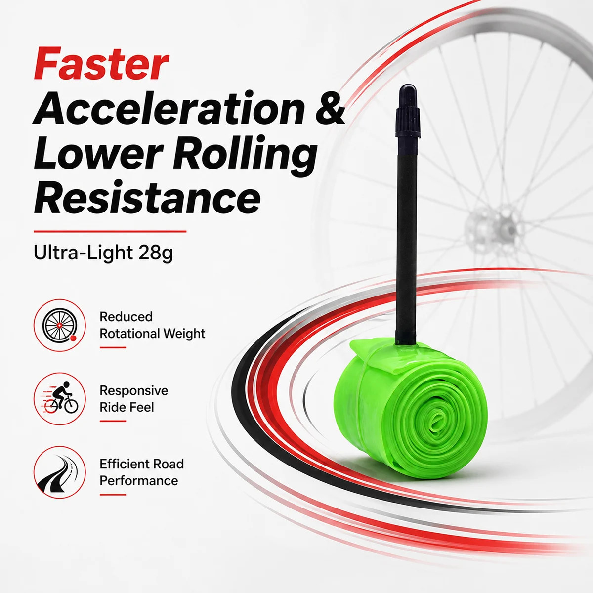 PINMOAP Lightweight TPU Bicycle Inner Tube 700C 18-32C Road Bike Tire Tube Ultralight Cycling Replacement Tube FV45/65/85mm