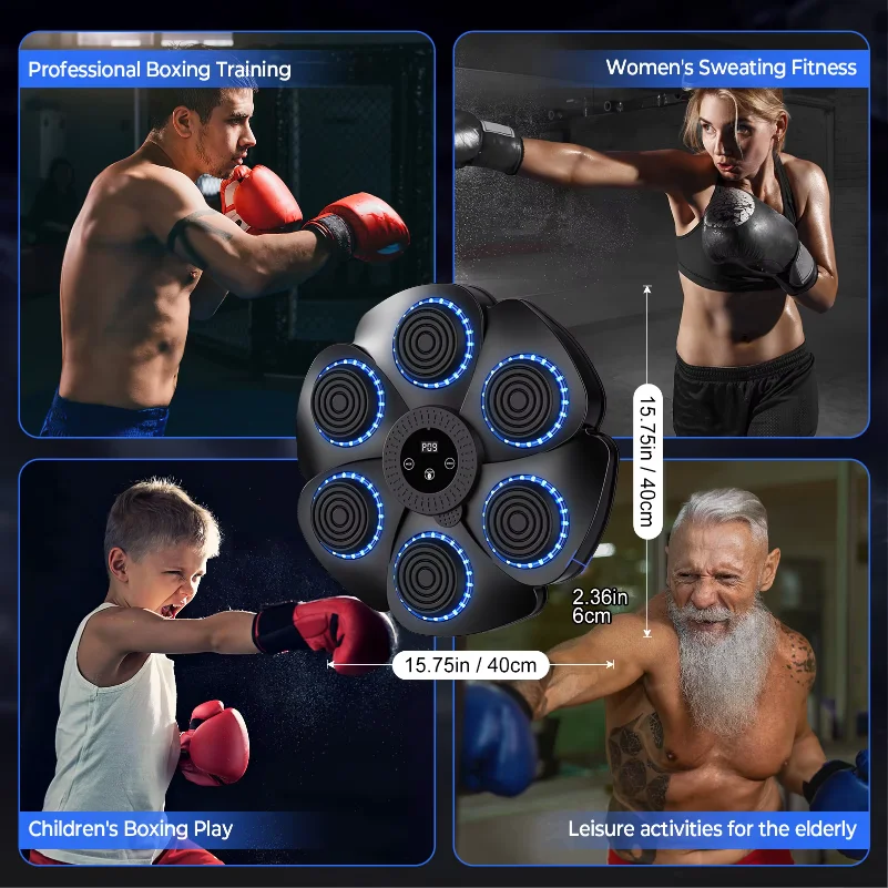 Intelligent musical boxing training machine Fitness trainer,Six target boxing machine electronic wall target, hanging sand bag