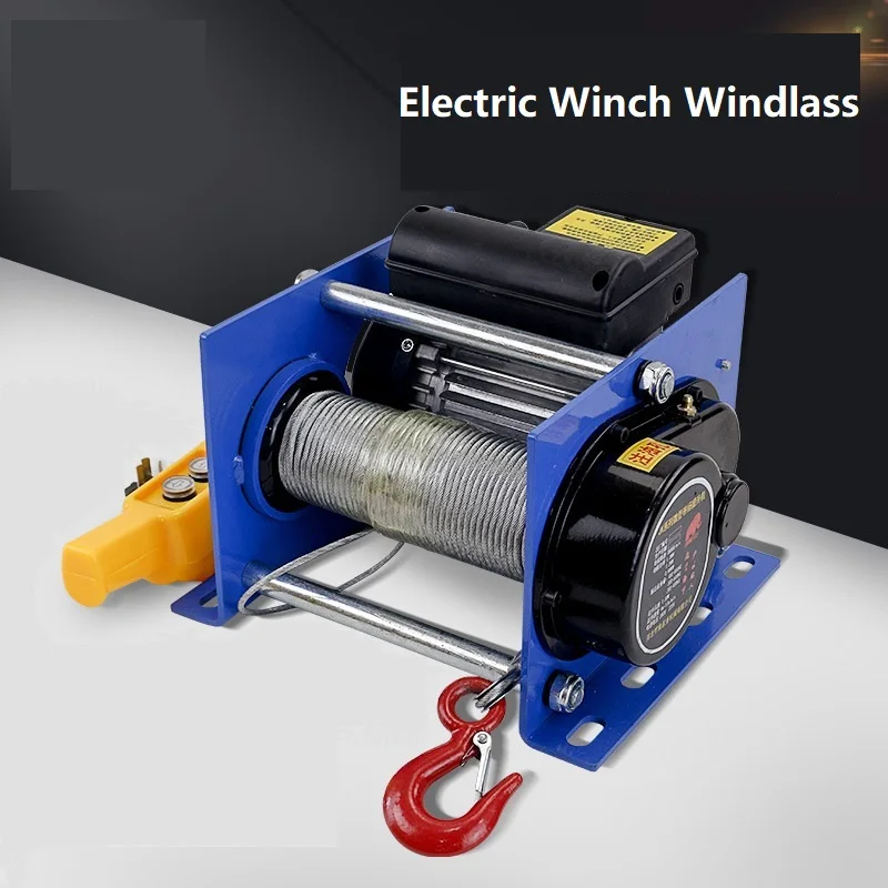 Electric Winch 800kg/600kg Electric Hoist 30M Steel Wire Rope Windlass Winding Engine Elevator Household Building Crane 1.5KW