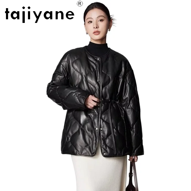 TAJIYANE Real Sheepskin Down Coat Woman 90% White Goose Down Coats Genuine Leather Puffer Jacket 2025 Winter Clothing дубленка