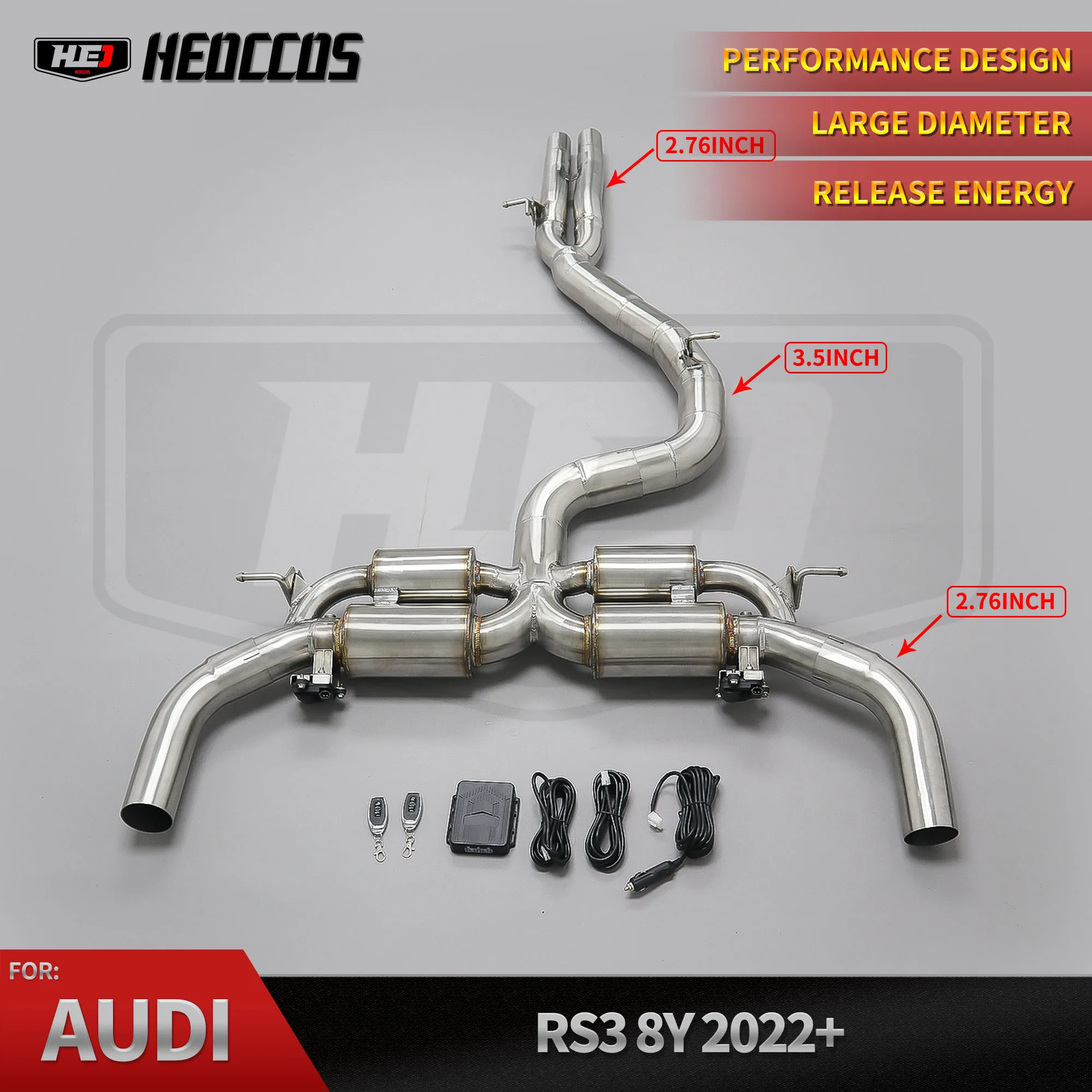 Factory Wholesale Cat-back Exhaust for Audi RS3 2.5T 8V 8Y 2017-2024 Stainless Steel Exhaust Pipes with Remote Controlled Valce
