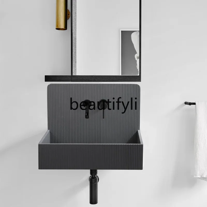 

Nordic personalized wash basin wall-mounted countertop basin industrial wind cement ash