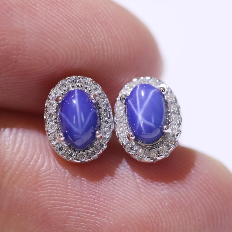 

Серьги LETMEXC Starlight с драгоценными камнями из чистого серебра S925, супер блестящий звездный свет, рубин, звездный свет, сапфир