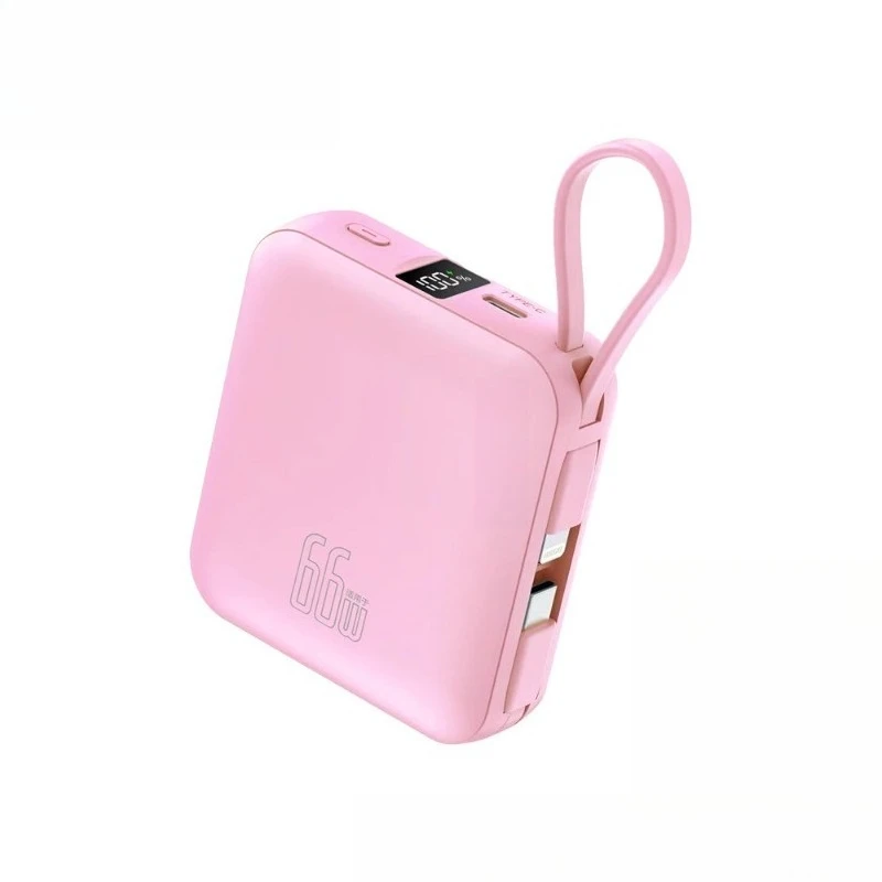 10000mAh 22.5W Fast Charging Portable Power Bank with Built-in Cable, Digital Display Mini and Compact Design