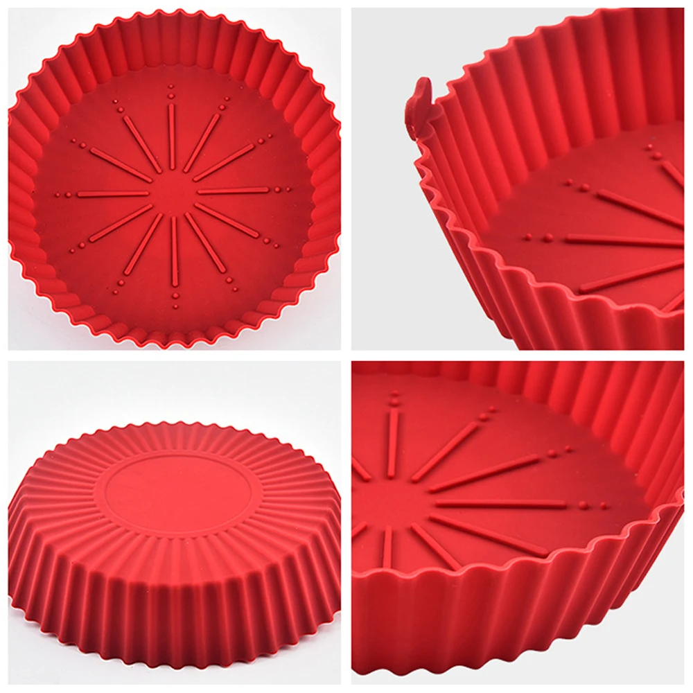 Round Air Fryers Oven Baking Silicone Tray Fried Chicken Basket Mat Air Fryer Silicone Pot Grill Pan Kitchen Accessories