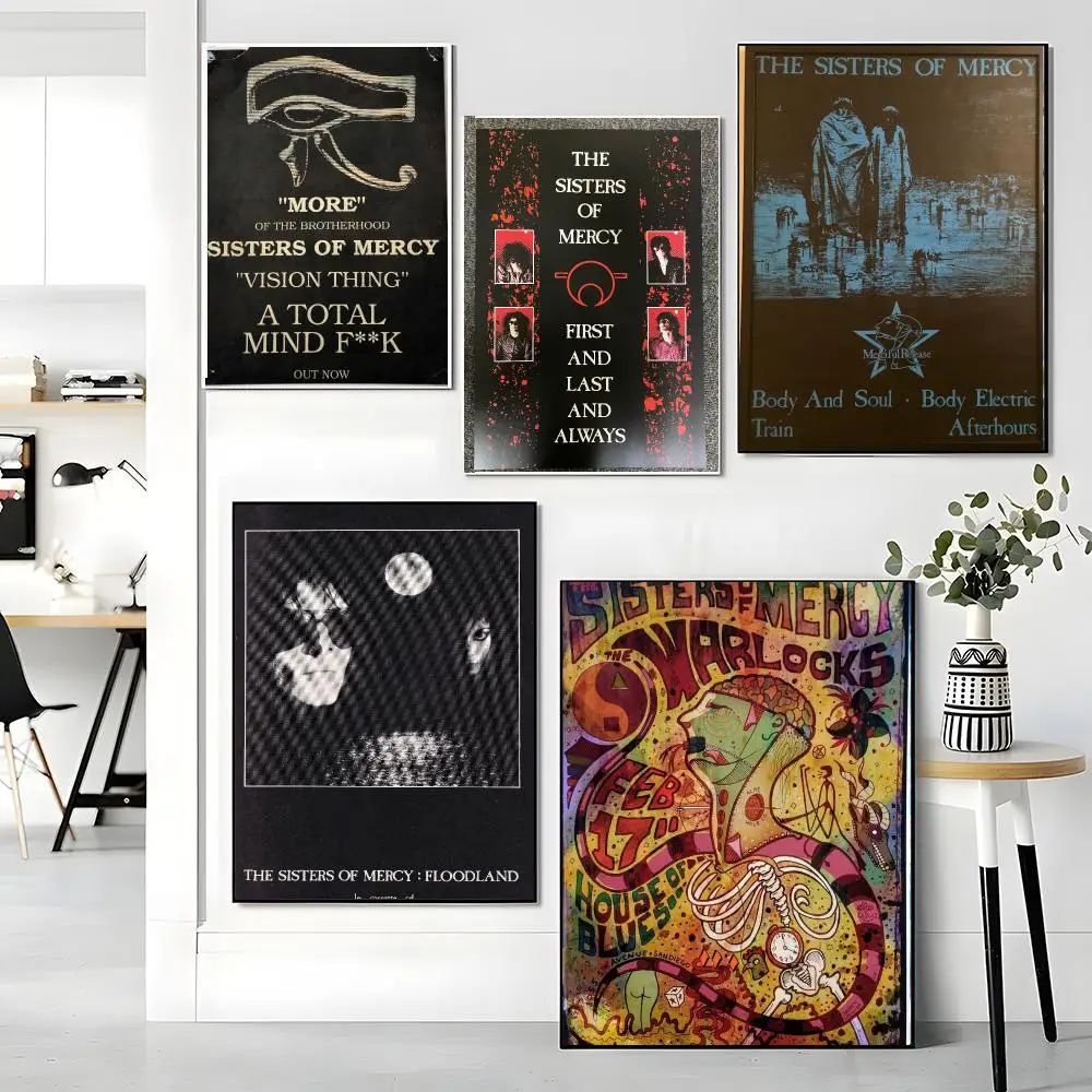 band T-The Sisters of Mercy-Y Painting Calligraphy Boho Botanical Decor for Living Room Elegant Home Style