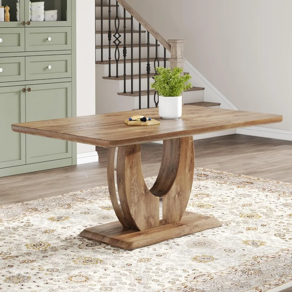 

Обеденный стол 63 дюйма Мраморный кухонный стол Современный прямоугольный обеденный стол с мраморной столешницей Деревянная подставка Идеально подходит для 6-8 пиоп