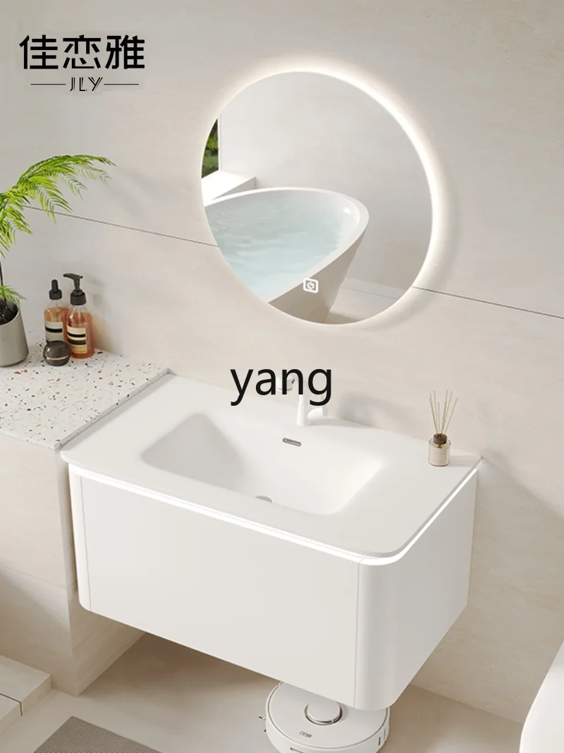 Yjq Skin Feeling Whole Washbin Smart Bathroom Cabinet Hand Washing Bathroom Cabinet Combination Modern Simple Bathroom Table