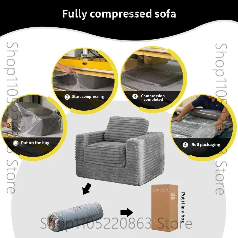 Vacuum roll-up sofa sponge integrated forming modern simple leisure small apartment lazy sofa
