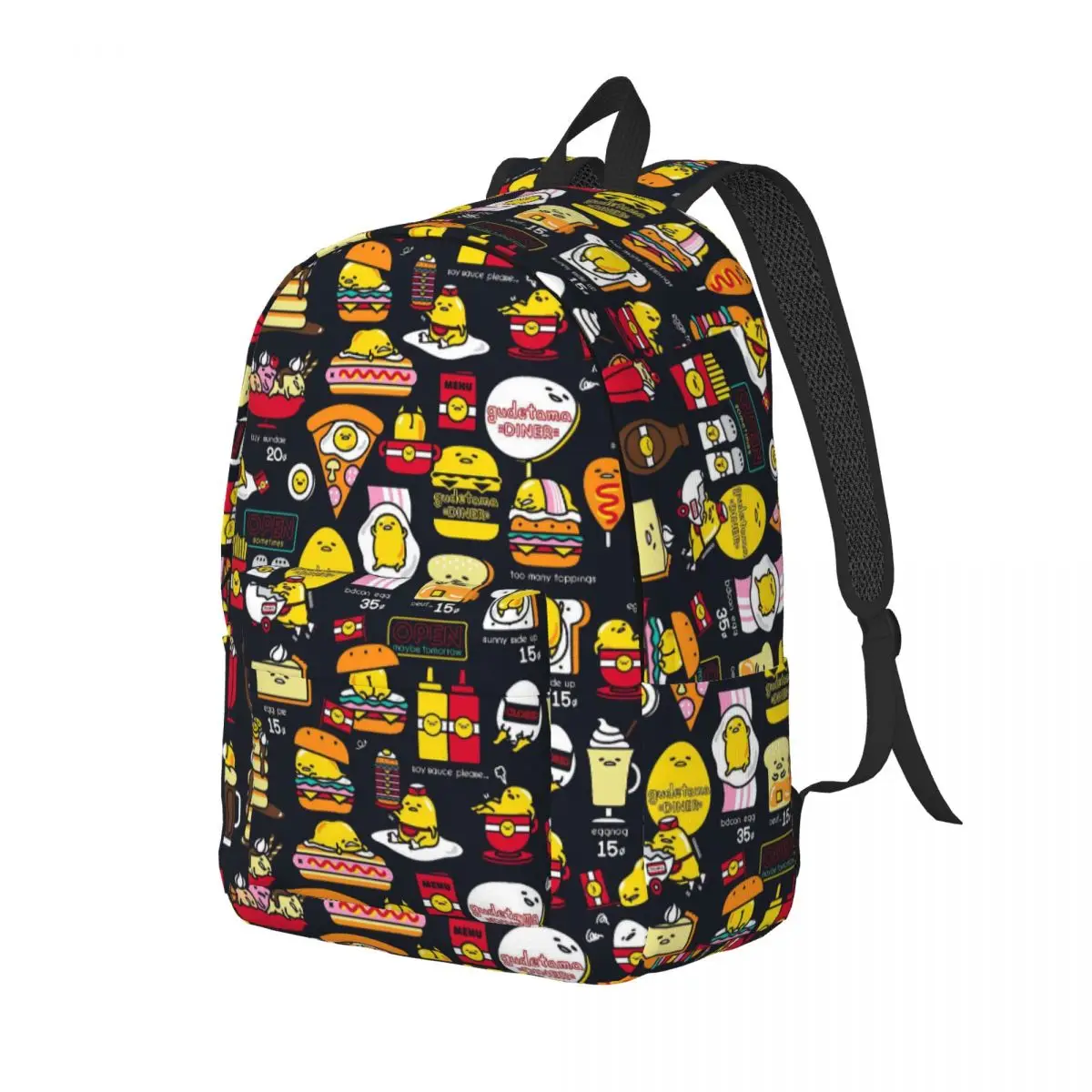 Gudetama Niedlicher Eier-Cartoon-Rucksack, Mittelschule, Schule, Studenten, Büchertaschen, Herren, Damen, Tagesrucksack, Sport