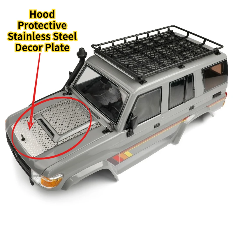 RC Crawler Upgrade Part Hood Protective Stainless Steel Decor Plate For 1/10 RGT LC76 Off-road Custom Size Simulated Accessory