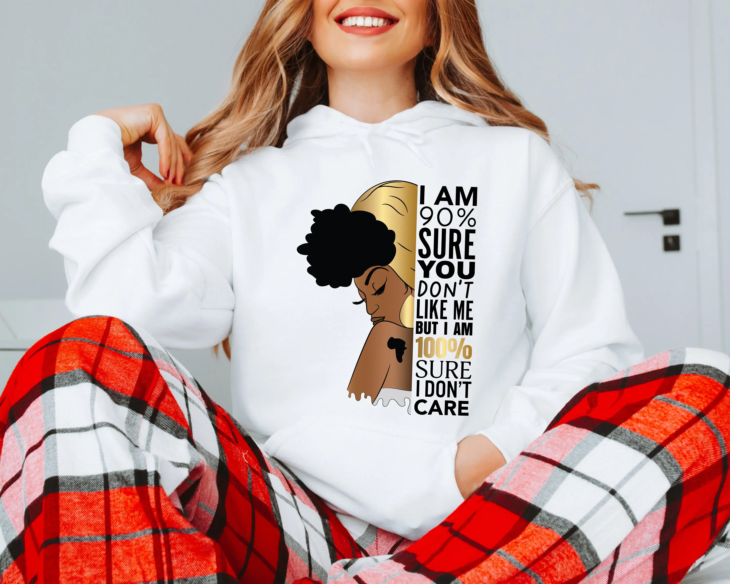 

I Am 90% Sure You Don't Like Me Hoodie Women Long Sleeve Sweatshirt Pullover Tops Unisex Autumn and Winter Clothing Streetwear