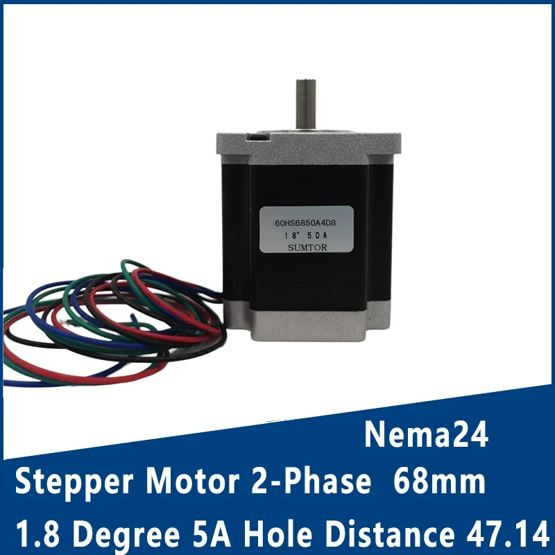 Nema24 Stepper Motor 2-Phase 4-Wire 68mm 1.8 Degree 5A Single Shaft Hole Distance 47.14 Frame 60mm for CNC Machinery