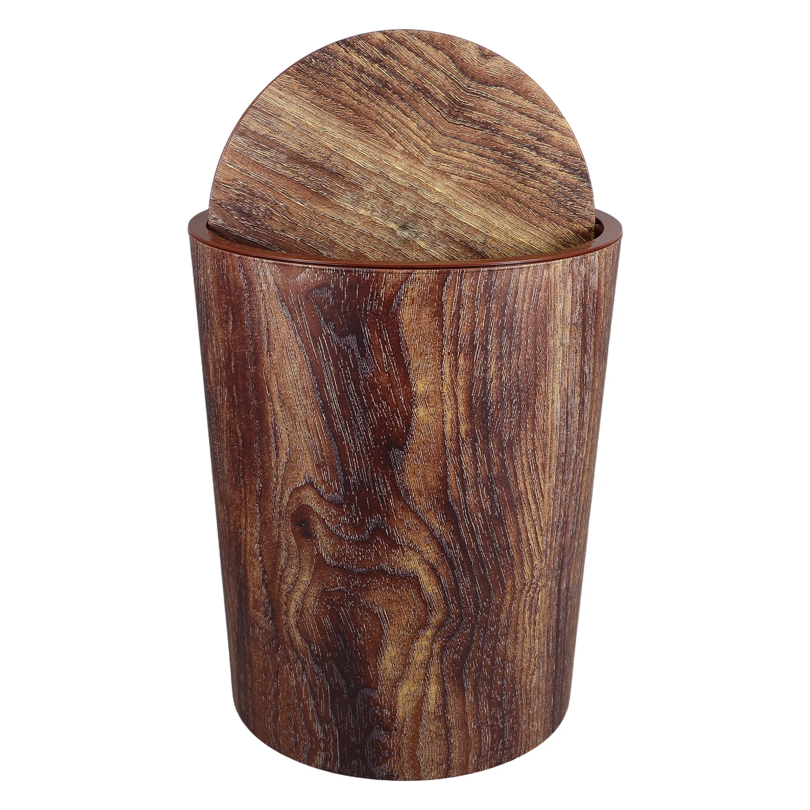 

Alipis Plastic Trash Can Kitchen Bathroom Desktop Waste Bin Light Brown Garbage Basket for Home Office Room Use