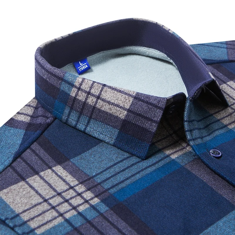 Autumn 2025 New Style Men's Fleece Lined Thickened Long Sleeve Shirt Pocket Shirt Luxury High-End Casual Comfortable Men's Wear