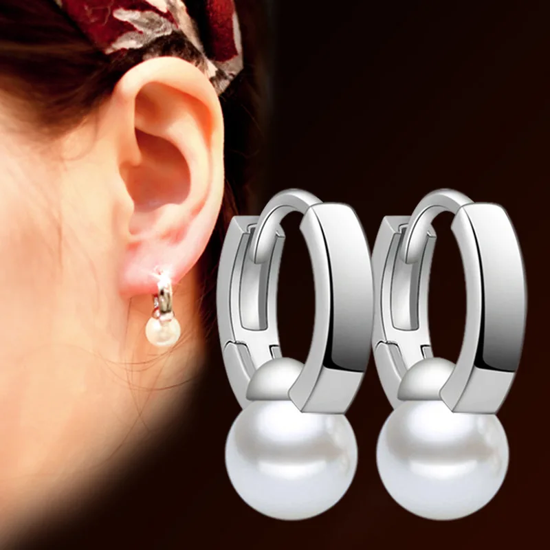 Solid 925 Sterling Silver Pearl Drop Earrings For Woman Hot Fashion Jewelry FQL22097