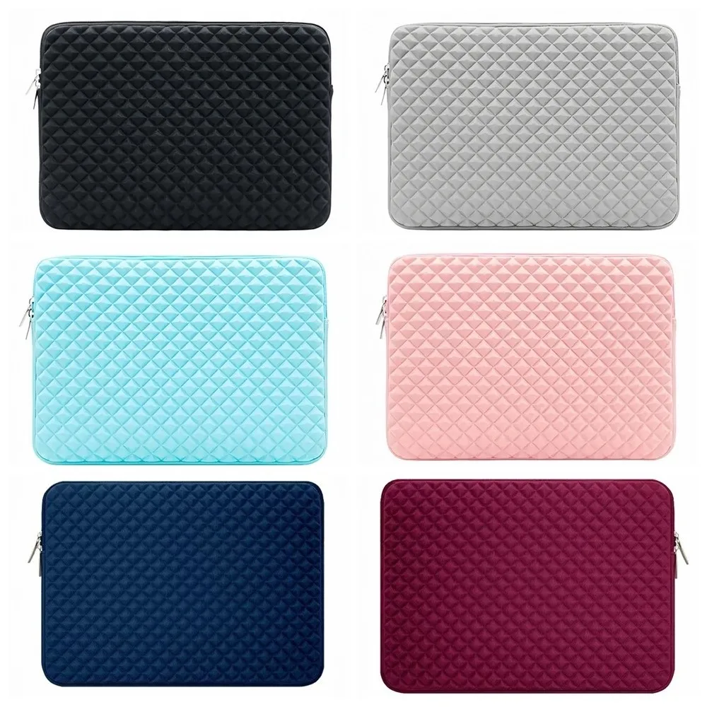 グリッドテクスチャラップトップポータブルスリーブ耐衝撃大容量ノートブック保護バッグ耐摩耗性防水