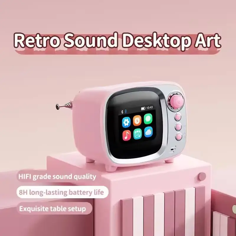 JY81 Pro Bluetooth speaker with lyrics display retro multifunctional alarm clock HiFi sound effect strong bass portable speaker
