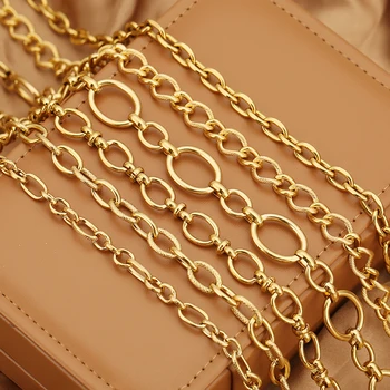 1 metro de aço inoxidável grande pesado grosso hip hop punk link cor ouro correntes diy jóias materiais artesanal colar pulseiras