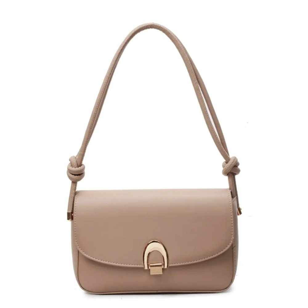 

Portable Vintage Buckle Shoulder Bag Leisure Adjustable Women's Armpit Bag Cuasal Solid Color PU Leather Handbag Female